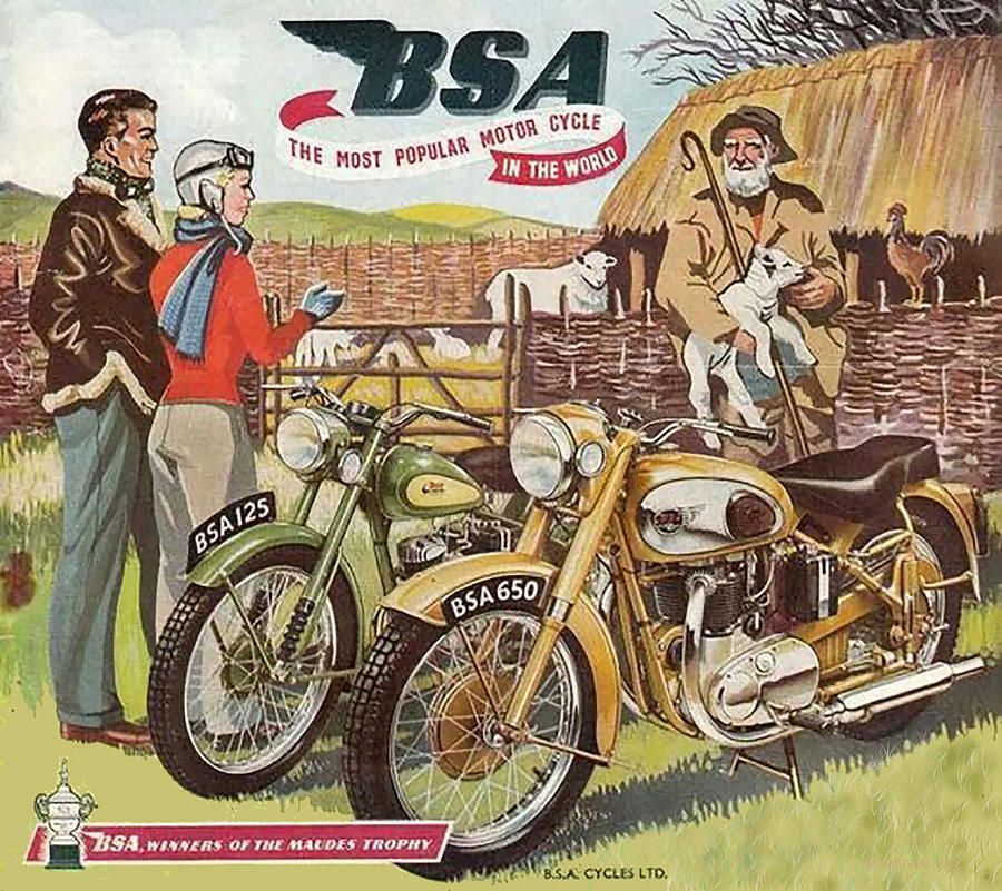 vintage british bsa motorcycle advert marlene watson